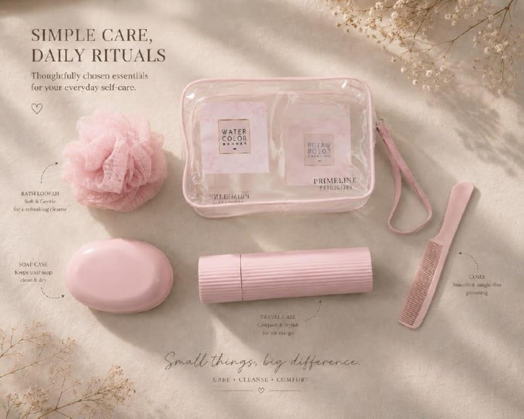 Daily Self-Care Travel Kit with Clear Bag