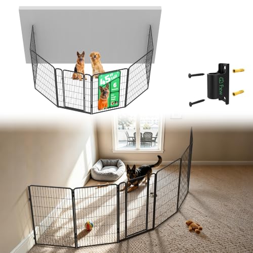 Image of FXW Homeplus Indoor Dog Playpen with Fence-to-Wall Anchors, 45 inch H, 6 Panels