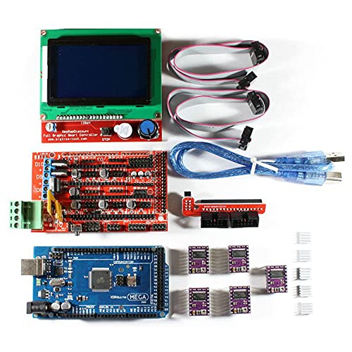 Lysee 3D Printer Parts & Accessories - 3D Printer RAMPS 1.4 Set/Kit for RepRap 3D Drucker, 5xDRV8825, 12864 LCD for - (Color: Red)