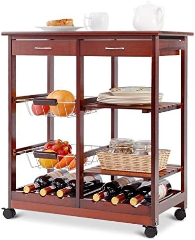 Carrello Cucina Multiuso Con Ruote | 4 Ripiani + 3 Cassetti | Mobile Bianco Per Casa E Ristorante - Foto 6