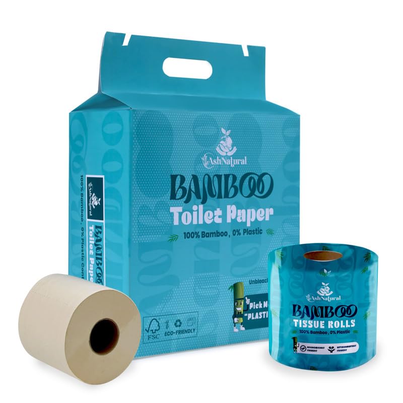 AshNatural Bamboo Toilet Tissue Paper Rolls-270 Pulls per Roll|100% Natural 2 Ply Ecofriendly, Soft, Absorbent & Skin Friendly Bathroom Wipes|Biodegradable |Chemical-free & Unbleached (Pack of 10) (B0CDGNL8N3) Amazon Price History, Amazon Price Tracker