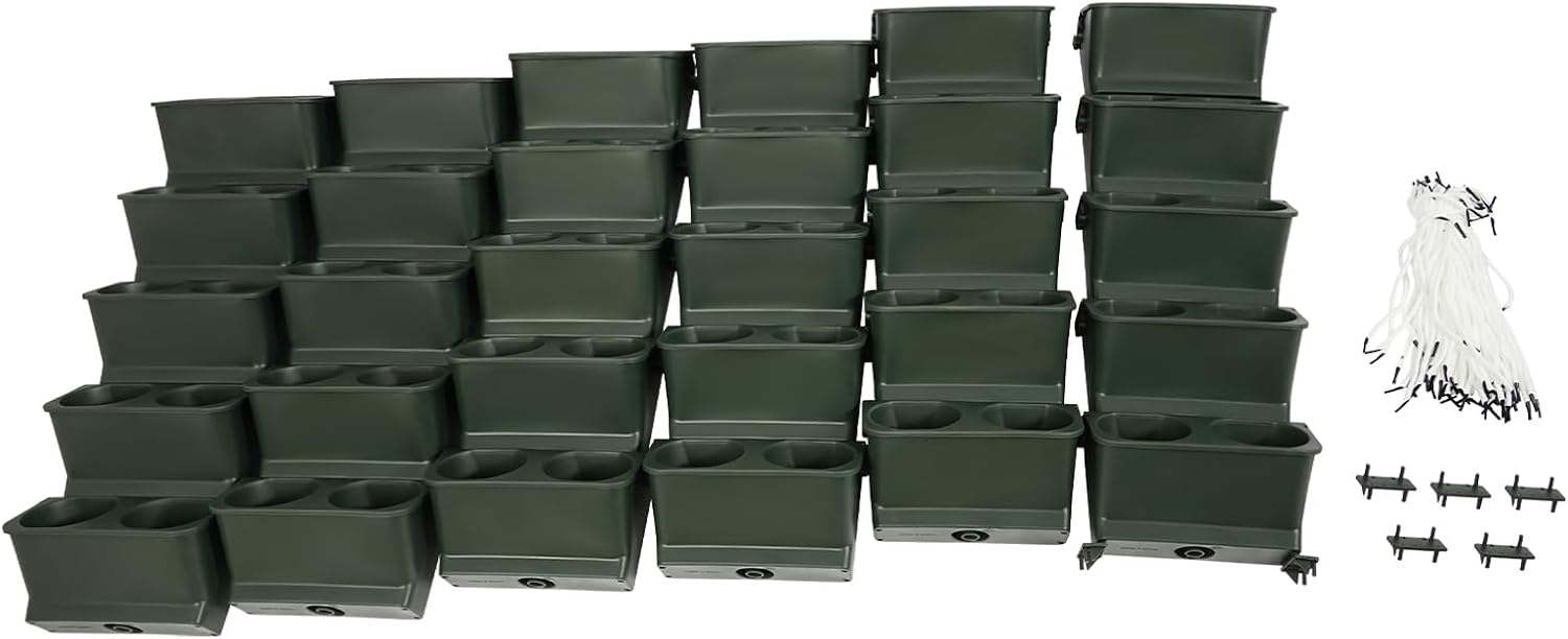 Vertical Wall Planter 60 Pockets Stackable Wall-Mounted Flower Pot Holder, Garden Self Watering Planters, Pot Herb Plants Home Balcony Decoration, Outdoor Planter Hanging Grow Bags, 30pcs