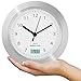 Trendworx 4044-2 Suction Cup Bathroom Clock with Digital Thermometer, Silver