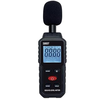 Decibel Meter, Digital Sound Level Meter with 30 to 130 dBA Measuring Range, Backlit LCD Display, MAX/MIN Noise Measurement, Data Hold, SPL Meter