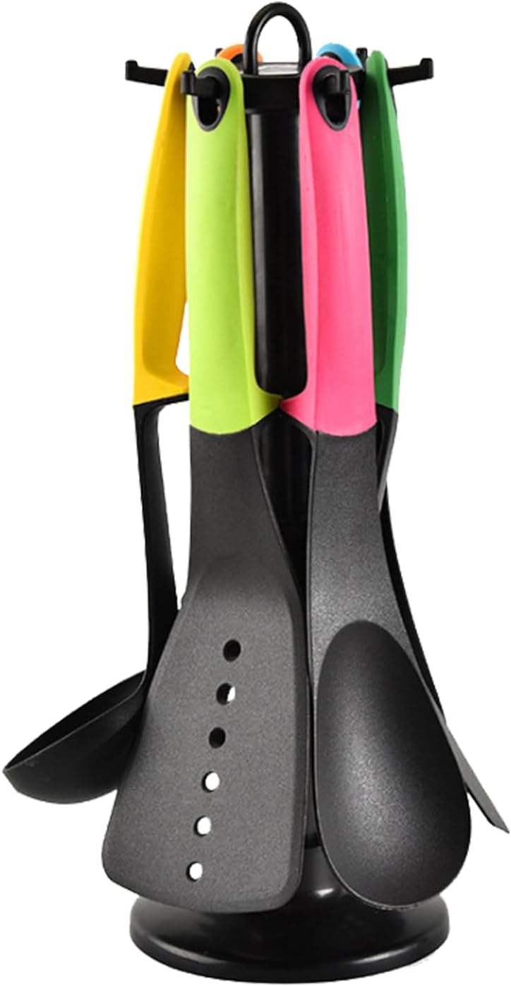 Elevate Carousel Nylon Kitchen Utensil Set with Rotating Storage Stand, 7-piece, Rainbow Elevate Carousel Nylon Kitchen Utensil Set with Rotating Storage Stand, 7-piece, Rainbow