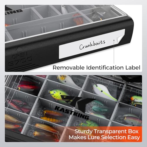 Image of KastKing HyperSeal Waterproof Tackle Box, 3600 and 3700 Tackle Trays, Fishing Tackle Box Organizer with Removable Dividers, Lure Box and Terminal Tackle Storage,Black