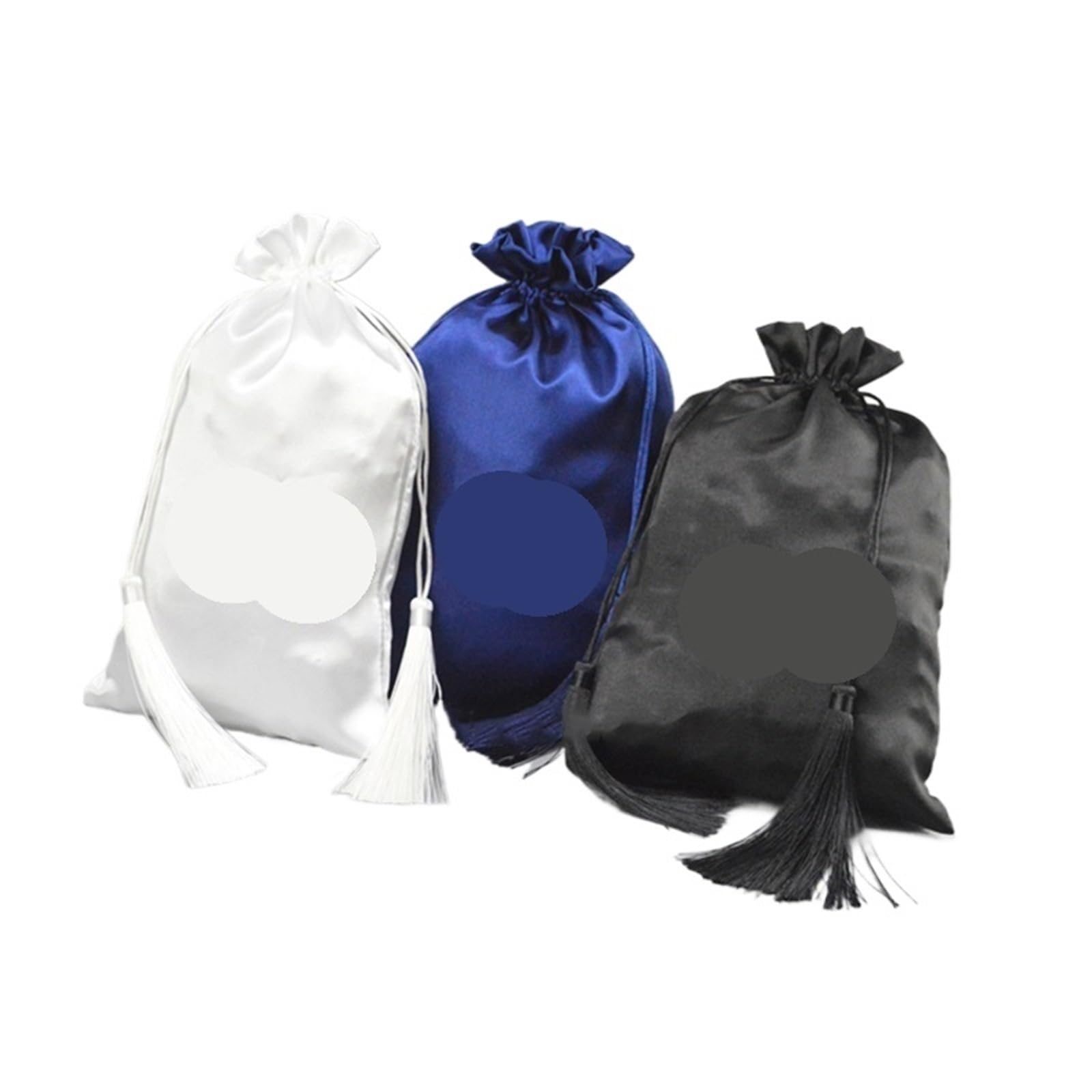 Bolsas de pelo satinado de alta calidad con borlas de seda para regalos de maquillaje