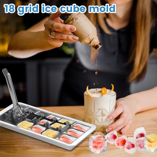 Bandeja para cubitos de acero inoxidable 18 ranuras con palanca miniatura 6