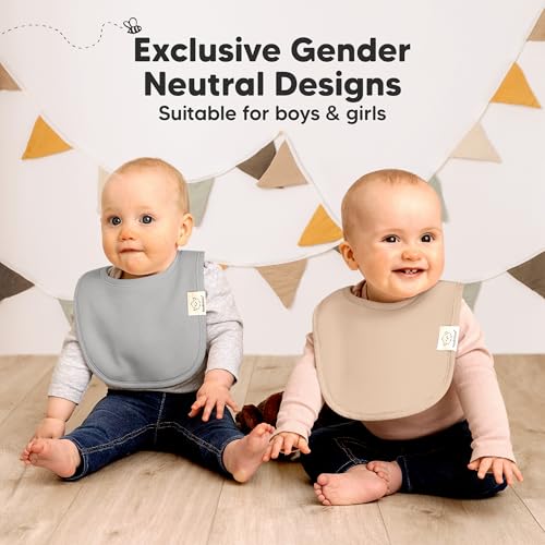 Image of 8-Pack Organic Baby Bibs for Boys, Girls - Soft Cotton Drooling and Teething Bibs for Baby Girl & Boy, Extra Absorbent, Easy to Clean & Put On for Toddler, Newborn, Infant 0-24 Months (Muted Pastel)