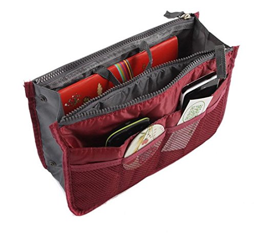 DODOING Handtaschenordner Trading Handtasche Organizer Tasche Shopper Ordnung Reise Make Up Kosmetik Tool Stift (Rotwein)