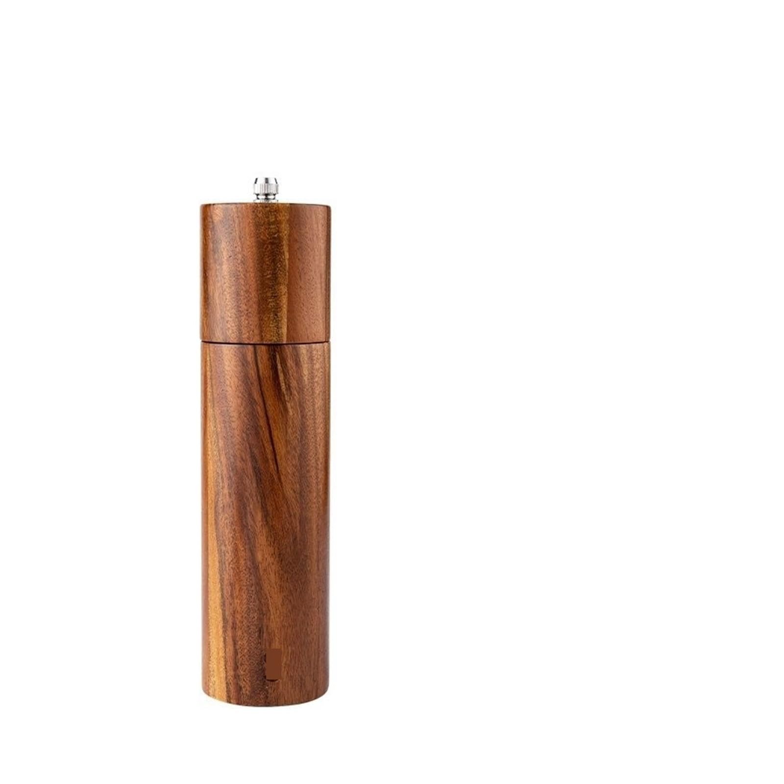 Macinino for spezie in legno massello di acacia, macinino cilindrico, bottiglia for macinazione manuale sale marino in polvere nera con set base(8Inch S)