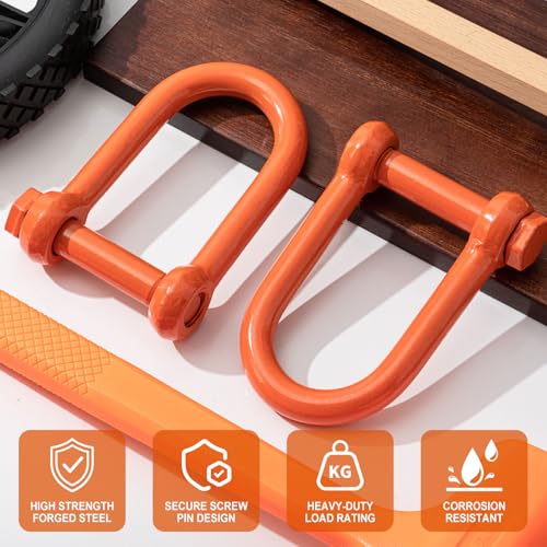 Image of 2 Pcs Screw Pin Long Reach Shackle, Long Reach Shackle with Painted Screw Pin, Clevis D-Ring Lifting Attachment, Professional Use, Industrial Alloy Steel (5 /8 Inch,Orange)