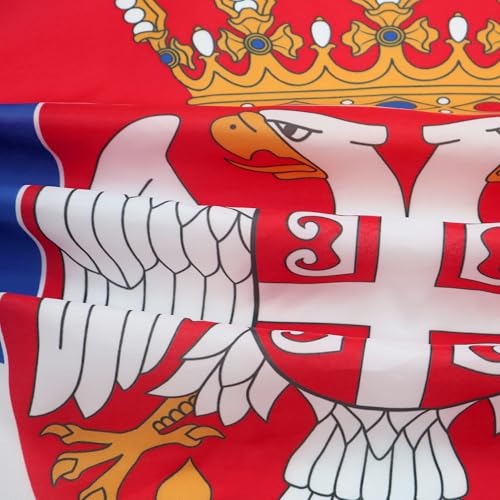 Image of AZ FLAG - Serbia Flag - 2x3 Ft - 100D Polyester Serbian Banner with Two Metal Grommets - Fade Resistant - Vivid Colors - 2' x 3' Feet - 90x60 Cm