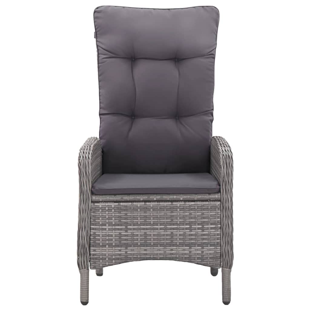 Ensemble de bistro 3 pièces en polyrotin et bois d'acacia gris avec cadre en acier revêtu par pulvérisation, accoudoirs ergonomiques et taies d'oreiller amovibles pour jardin ou terrasse