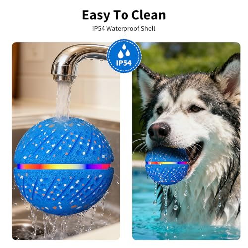 Interaktiver Spielball für Hunde, Intelligenter Selbstbewegender Hundeball, Hundespielzeug Ball, Interaktiver Hundeball 3 Modi, Self Moving Dog LED Ball, Hundespielzeug Wasserdicht Bissfest ETPU(Blau)