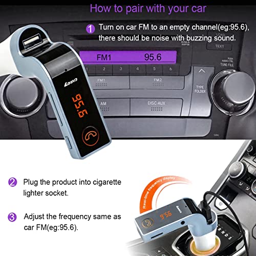 Bluetooth Fm Transmitter For Car, Tianshili Handsfree Bluetooth Receiver Car Kit With Mic/Tf Card/Usb Drive/Aux Play For Iphone,Ipad And Other Android Phones-Silver #TOP1