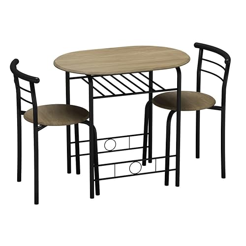 URBNLIVING 3-Piece Dining Table Set with 2 Chairs – Compact Kitchen & Breakfast Nook Furniture, Space-Saving Design for Small Apartments, Modern Style Dining Room Table Set Easy Assembly
