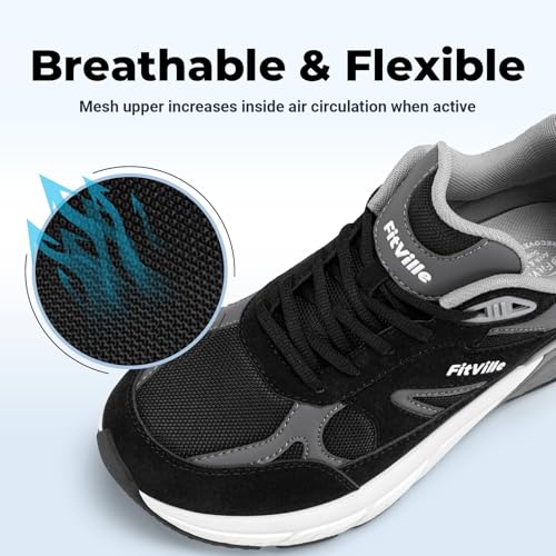 Image of FitVille Wide Walking Shoes for Men Extra Wide Width Sneakers with Arch Support for Flat Feet Heel Pain Relief Plantar Fasciitis - Rebound NEO V1