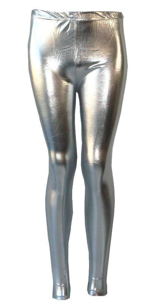 Fashion 7Star Women's Silver Grey Mirror Metallic Legging Shiny Fancy Parties Wear Stretchy Elasticated Slim Fit Pants