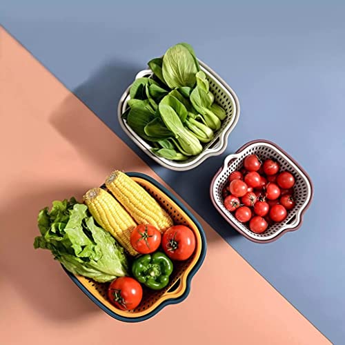 Image of 6 Pcs Drain Basket Set with Handles - Versatile Kitchen Colander for Rice, Pasta, Spaghetti, Fruits, Vegetables - ABS Plastic Strainer Bowls -Cooking Pot Drainers & Sifters-(Castleton Green)