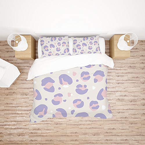 Parure de lit léopard violet ultra douce en polyester double CHEHONG