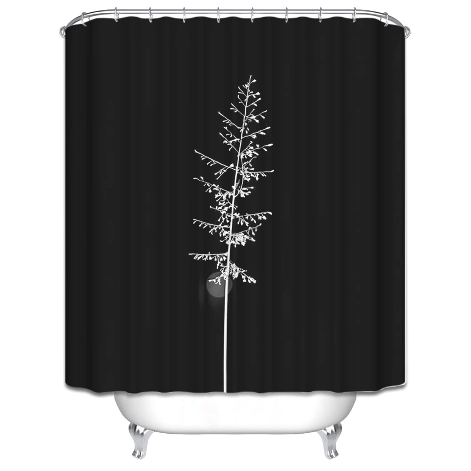 Gualiy Cortina de ducha resistente al moho, color negro con patas de garra de árbol blanco y negro, 165 x 200 cm