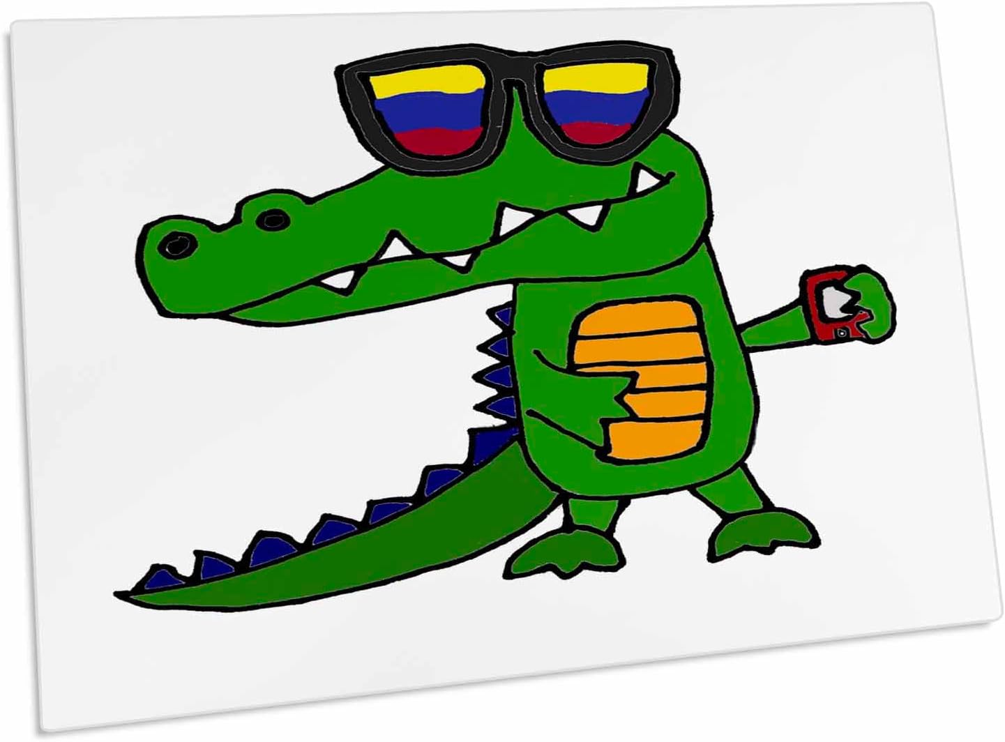 3dRose Funny Cool Alligator in Sunglasses with Cell Phone Desk Pad