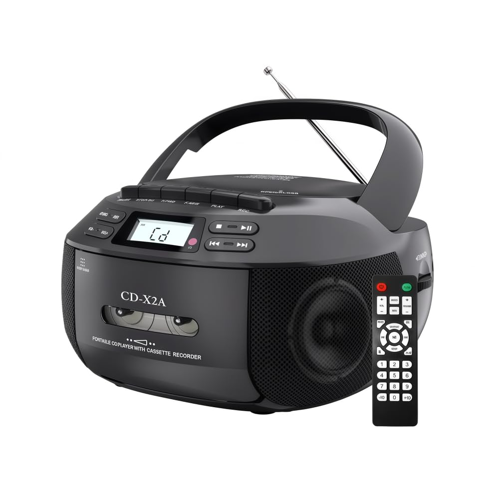 Goshyda Odtwarzacz CD Odtwarzacz Kasetowy Combo z BT5.1, Radiem AM FM