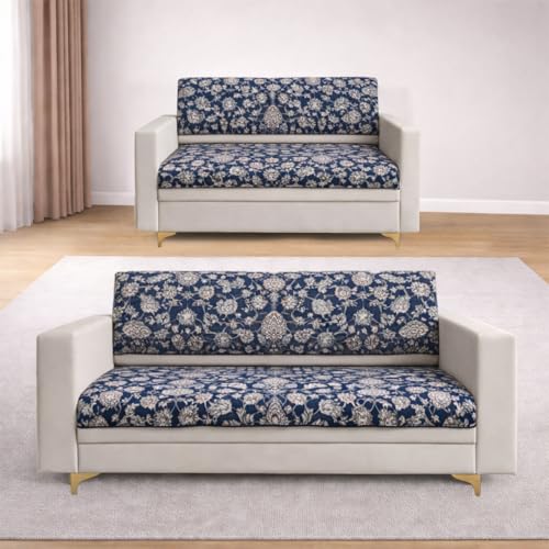 Image of Homerz Premium 5 (3+2) Seater with Back Velvet Sofa Panel Cover with Digital Prints | Anti-Slip Backing (Nawab, 5 (3+2) Seater with Back)