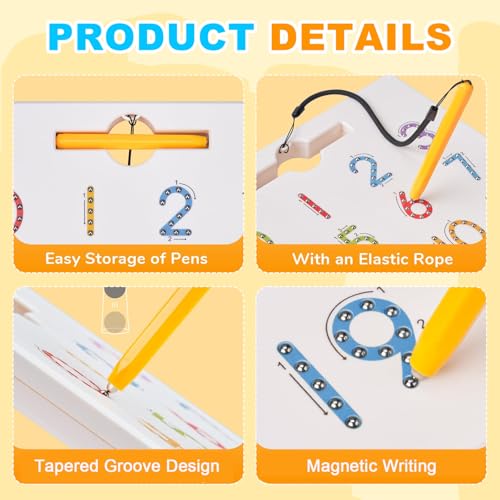 KINDLUME Magnetic Number Tracing Board, Montessori Spielzeug 2 Jahre, Doppelseitige Zahlen Übungstafel mit Stift & Magnetbuchstaben, Lernspielzeug für Kinder ab 2-4 Jahren