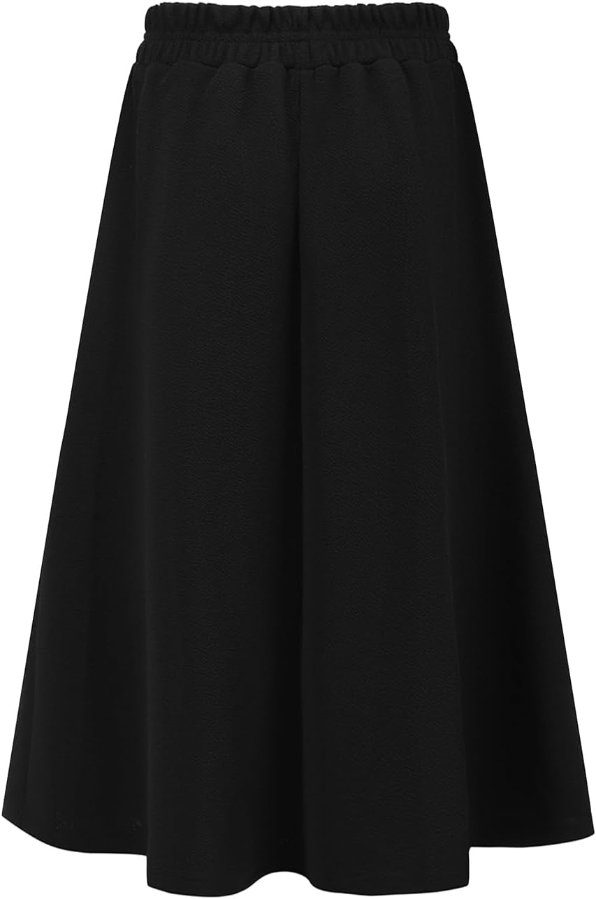 Girls Summer Maxi Skirts A-Line Elastic High Waist Bow Knot Pleated Swing Long Skirt with Pockets - Image 2