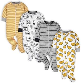 Onesies Brand Baby Boys' 4-Pack Sleep 'N Play Footie, Gold Hungry, 0-3 Months