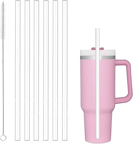 Miniatura 1 de Popotes de repuesto para Stanley Adventure Quencher de 40 onzas, paquete de 6 popotes de plástico reutilizables con cepillo de limpieza, compatible