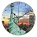 SUNOP Uhr für Kinder mit Öl Bedruckt, Freiheitsstatue und New York Skyline, Wanduhren für Wohnzimmer, Schlafzimmer und Küche, Vintage Schreibtisch & Regal Uhren