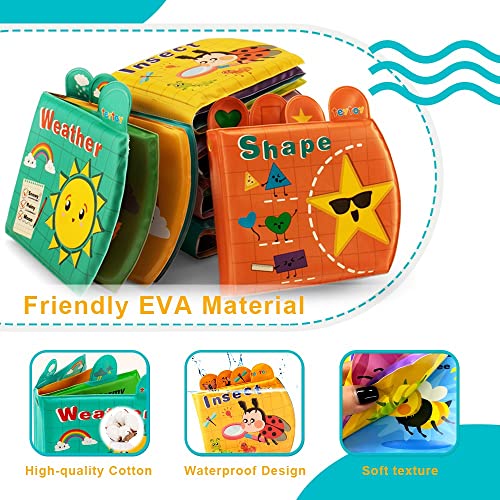 My First Baby Bath Books,Nontoxic Soft Baby Teething Books Baby Learning Toys For Toddlers,6 Packs Waterproof Floating Plastic Infant Bathtub Toys ,Perfect Newborn Toys Baby Gifts For Shower Bath Time #TOP1