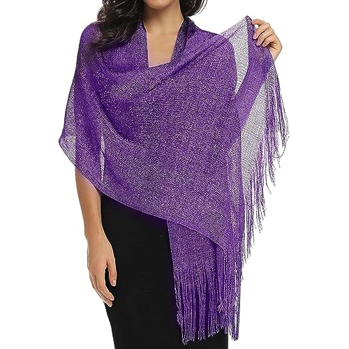 Tapp Collections Sparkling Metallic Shawls and Wraps with Buckle for Evening Dresses Wedding Party2