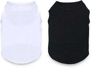 2 Packs Dog Shirts Blank Clothes Plain Dog Shirt for Small Dog Boy Girl Cotton Pet Clothes Apparel Fit for Small Extra Small Medium Dog Cat Black & White