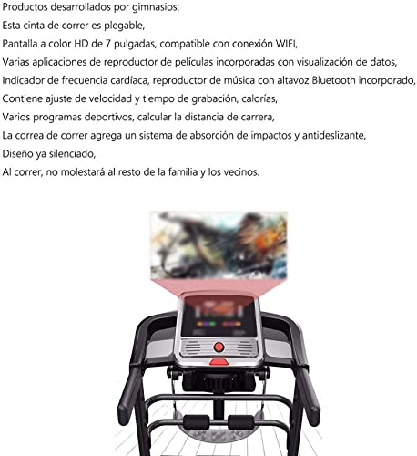 Image of Folding Treadmills Foldable Electric Treadmill, Home Gym Silent Shock Absorption Professional Treadmill Wifio 7 inch Led Color