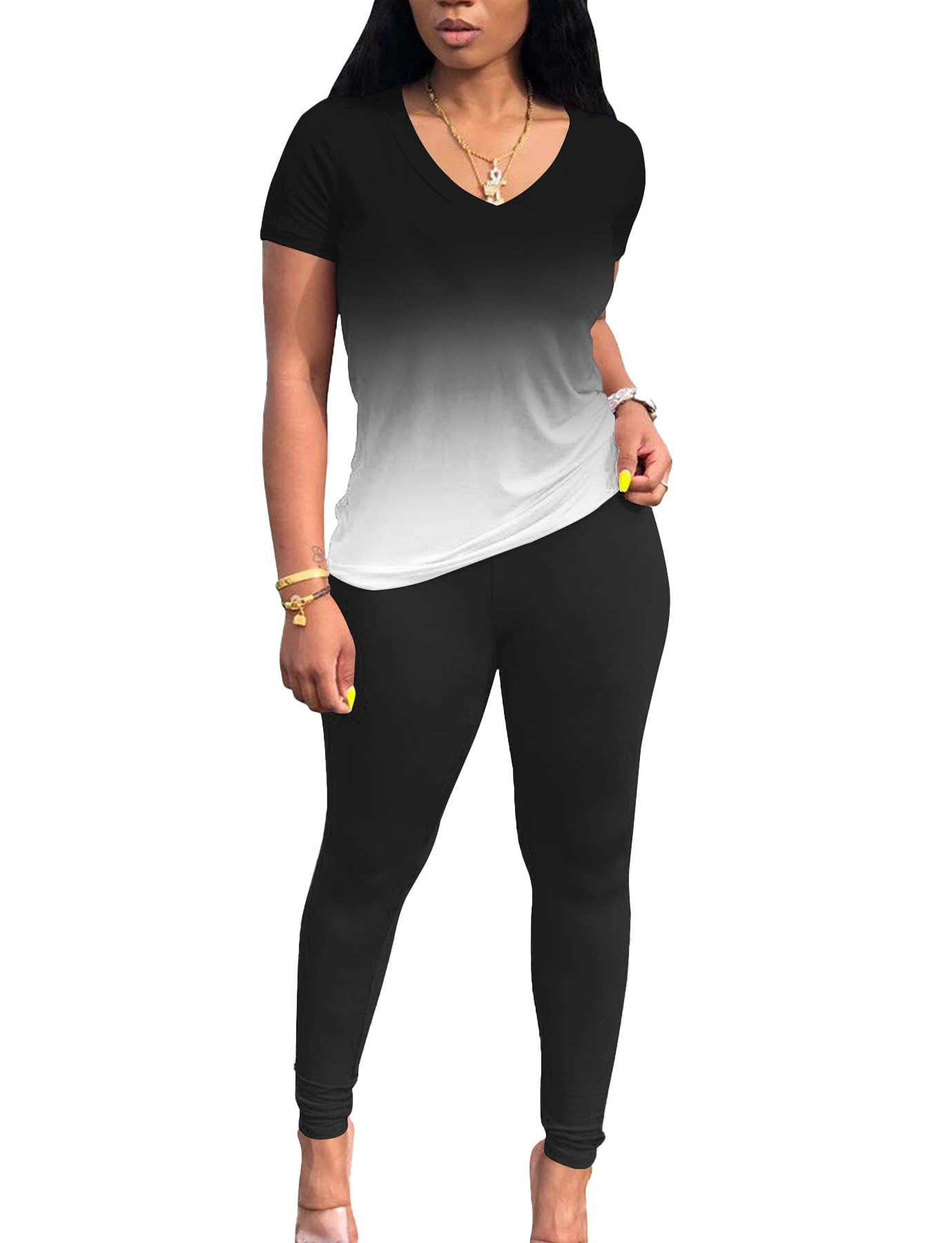 Lounge Sets for Women 2 Piece Summer Casual Jogger Workout Outfits Short Tops Long Pant Sweat suit leggings