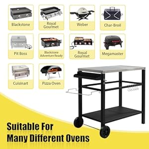 Outvita Outdoor Grill Cart, Movable Food Prep and Work Cart Table, Pizza Oven Stand Table with Wheels, Indoor & Outdoor Multifunctiona Stainless Steel Flattop BBQ Cart for Home Party Camping Outvita Outdoor Grill Cart Movable Food Prep and Work Cart Table Pizza Oven Stand Table with Wheels Indoor Outdoor Multifunctiona Stainless Steel Flattop BBQ Cart for Home Party Camping