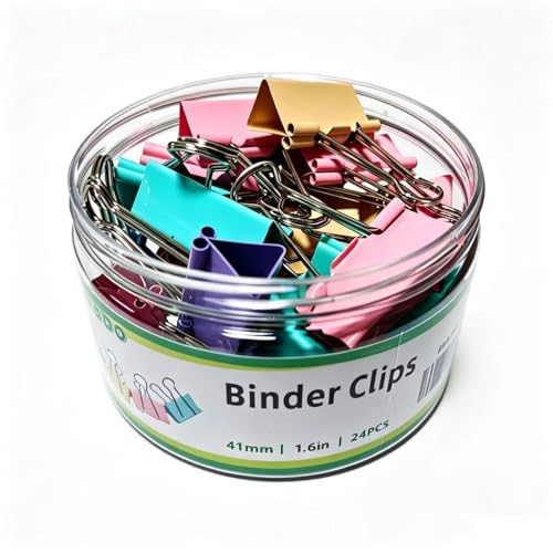 Grandes pinces à reliure de 4,1 cm couleur Morandi lot de 24 pinces double clip pour papier