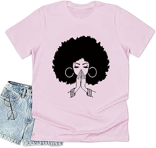 CONTEANER Black History Girl Magic Graphic Tees,Women Vintage Melanin Tops
