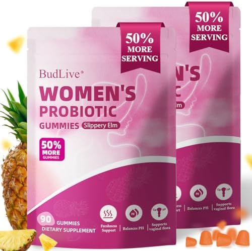 2pack Vaginal Probiotics Gummies for Women, Feminine Balance pH Gummies for Healthy Odor, Yeast Balance & Flora + Vitamin C for Immune Support -Pineapple (90Ct/ Pack)