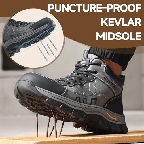 Image of Steel Toe Work Shoes for Men, Lightweight Safety Shoes with Puncture Resistant Midsole, Comfortable Protective Work Shoes for Warehouse Factory Light Construction