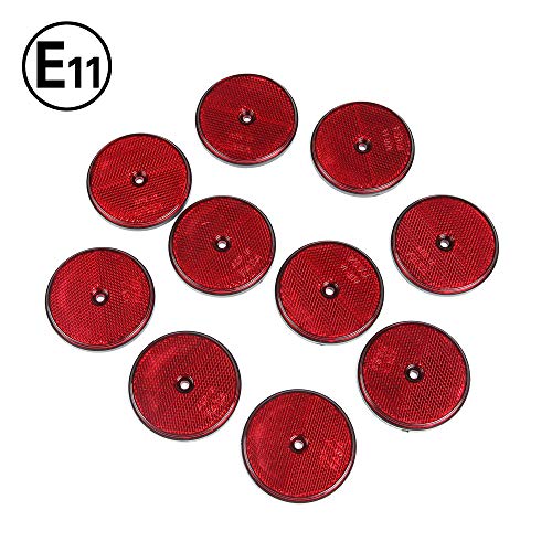 ETUKER 10 x Catadioptres Rond Fixation par Vis Rond Catadioptre Remorque Réflecteurs Rond Catadioptres,pour RV/Camions/Caravanes/Voiture/Remorque(Rouge) - Image 4