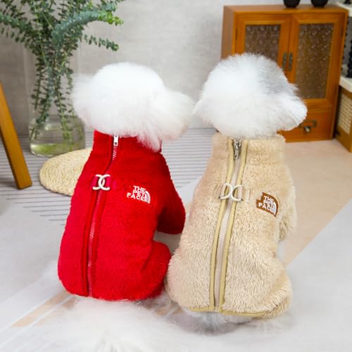 Izefia Hund Pullover Kleidung Fleece Wolle Onesie Winter Warm Schweiß Hemd 4 Beine Pyjama Trendy Haustier Gesicht Muster Pullover für Kleinen Hund Mittlere Katze