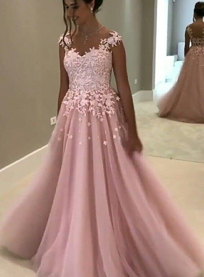 Robe de soirée longue en tulle gris taille 48 pour mariage et bal - 4