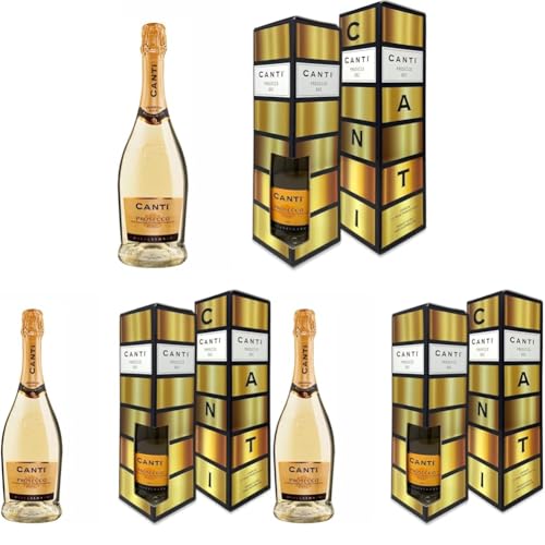 Canti - Prosecco D.O.C. Extra Sec Millesimato, Coffret Cadeau Vin, Élaboré à Partir du Cépage Glera de Venise, Goût Fruité et Floral, 1x750 ml (Lot de 3)