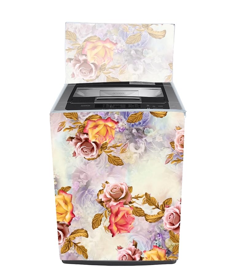 Image of PVC Fully Automatic Top Load Washing Machine Cover Compatible For Samsung, Lg, Whirlphool 7 Kg, 7.5 Kg,8 Kg, 8.5 Kg , 9 Kg, 10 Kg, 11 Kg, 12 Kg Dimension 58DX60WX94H CM Gold. (Gold)