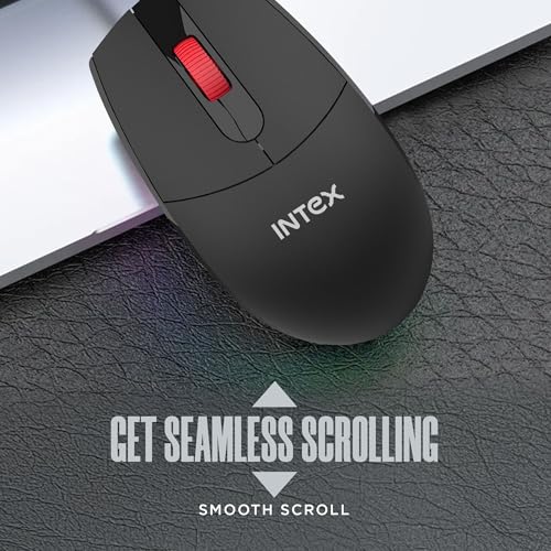 Image of Intex USB Glide Wired Mouse | 1000 DPI Optical Sensor | 1 Million Button & Smooth Scrolling | 2.6m Plug & Play Cable | Ergonomic Mouse for Win /iOS /Android (Black)